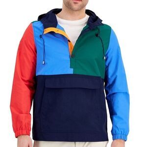 Club Room Men’s Color block Nylon Lightweight Windbreaker Jacket(Size Medium)